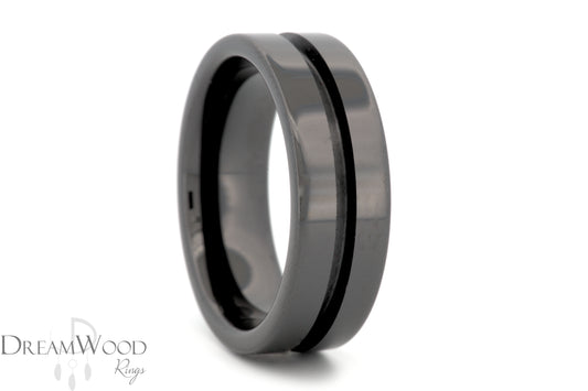 8mm Black Ceramic - thin center inlay