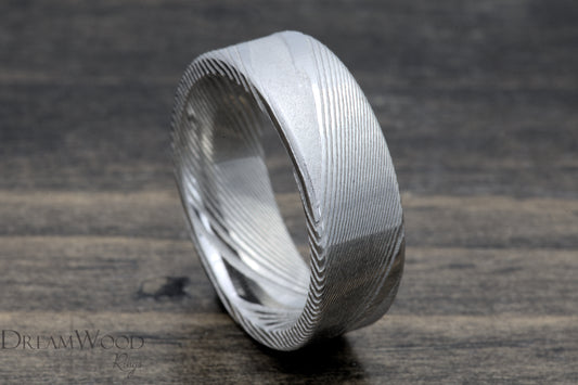 Pipe Cut Stainless Damascus Steel - 8mm - DreamWood Rings Supplies