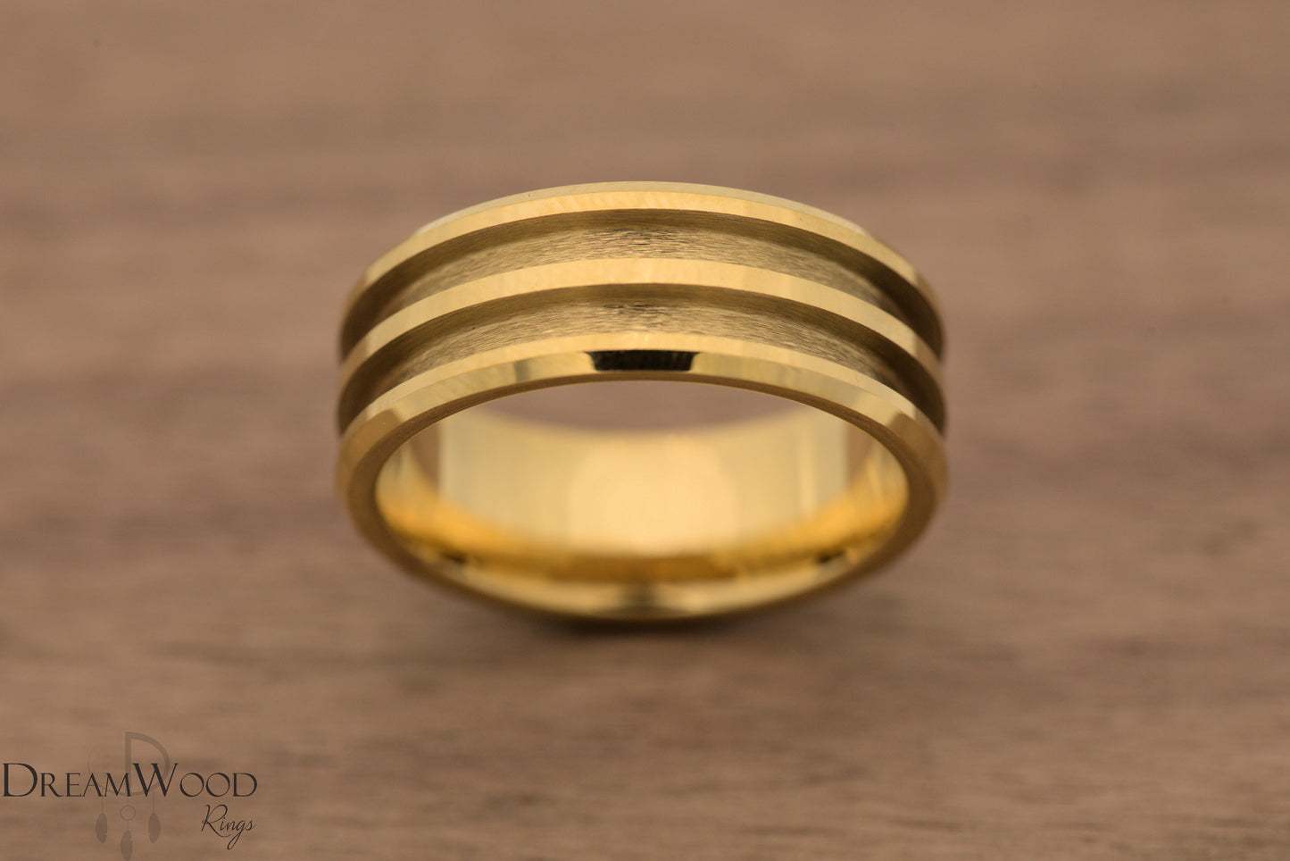 Gold Double Channel Tungsten | 8mm - DreamWood Rings Supplies