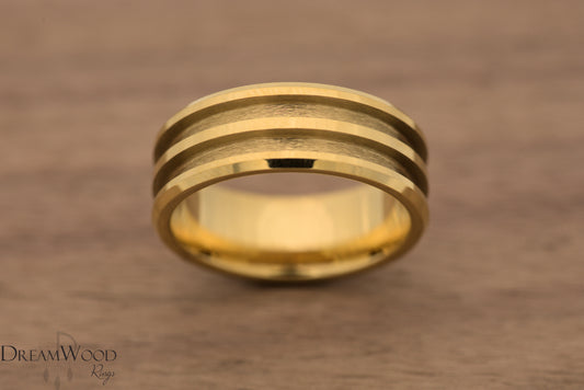 Gold Double Channel Tungsten | 8mm - DreamWood Rings Supplies