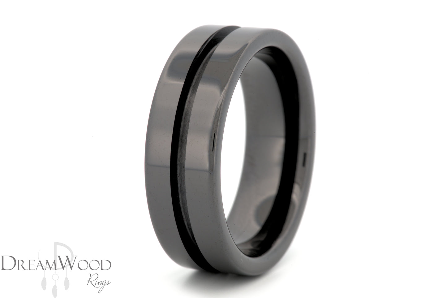 8mm Black Ceramic - thin center inlay