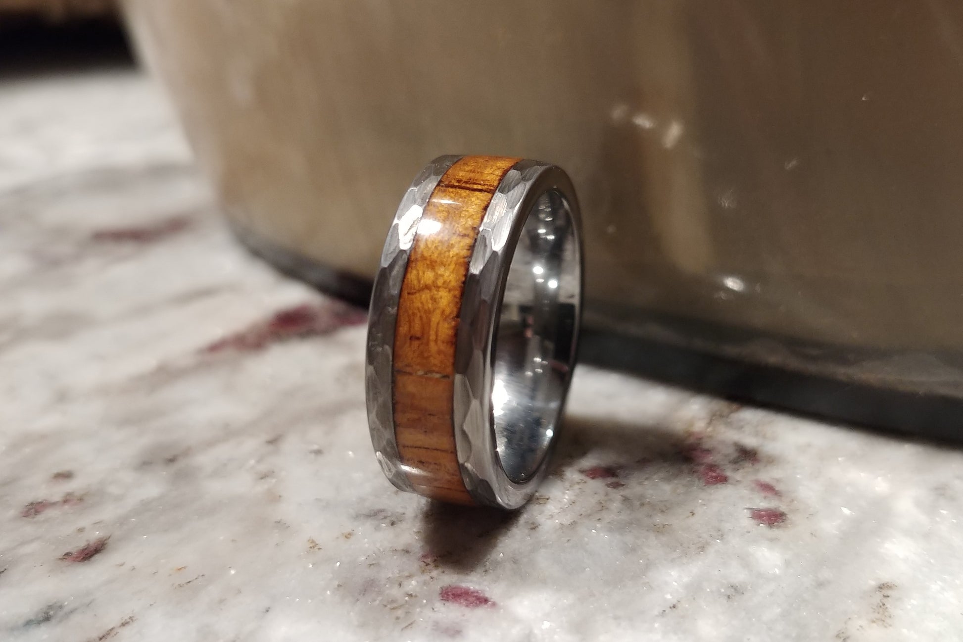 Hammered tungsten Blank - 8mm or 6mm - DreamWood Rings Supplies