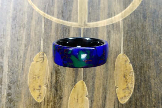 Azurite Malachite TruStone - Black Ceramic core - DreamWood Rings Supplies