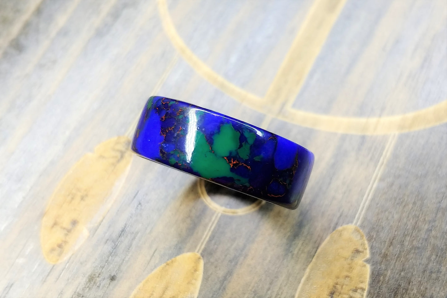 Azurite Malachite TruStone - Black Ceramic core - DreamWood Rings Supplies