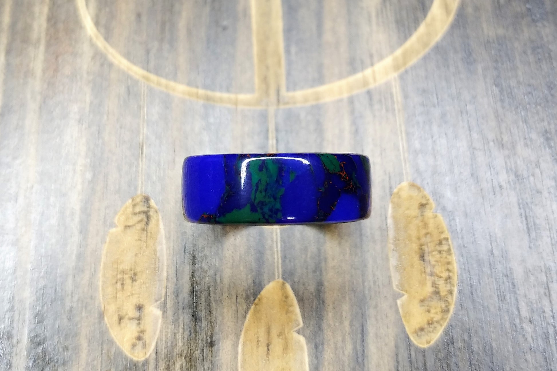 Azurite Malachite TruStone - Black Ceramic core - DreamWood Rings Supplies