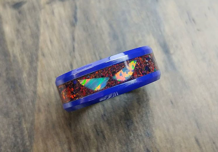 Blue ceramic ring blank - 8mm - DreamWood Rings Supplies