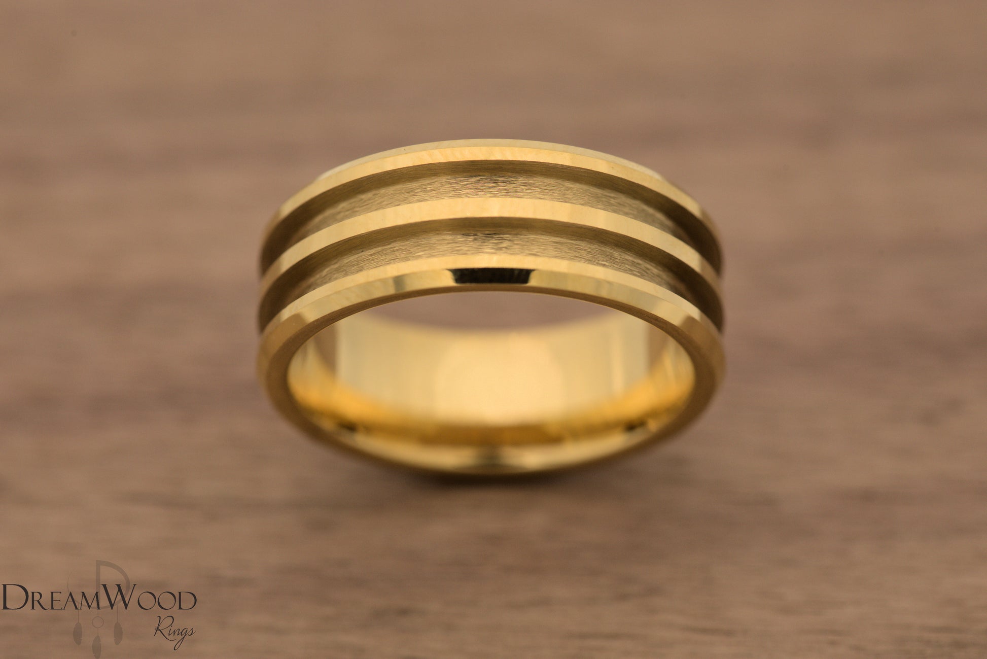 Gold Double Channel Tungsten | 8mm - DreamWood Rings Supplies