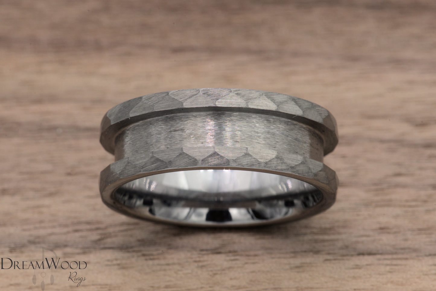 Hammered tungsten Blank - 8mm or 6mm - DreamWood Rings Supplies