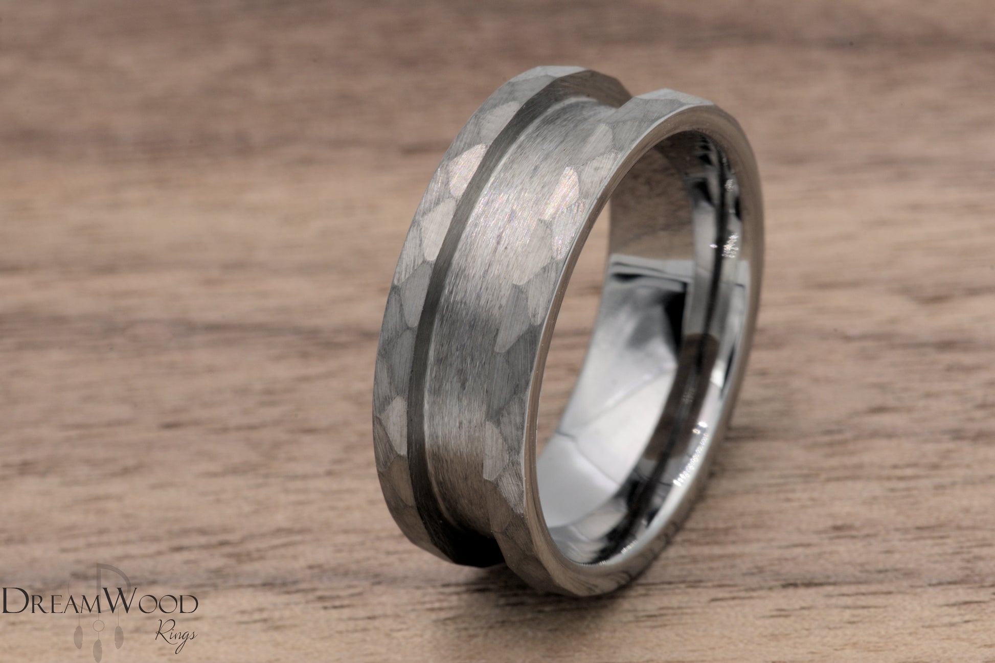 Hammered tungsten Blank - 8mm or 6mm - DreamWood Rings Supplies