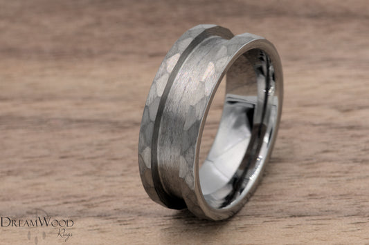 Hammered tungsten Blank - 8mm or 6mm - DreamWood Rings Supplies