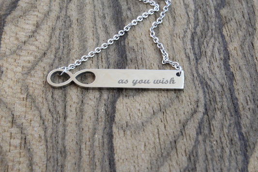 Infinity Silver Bar Necklace - DreamWood Rings Supplies