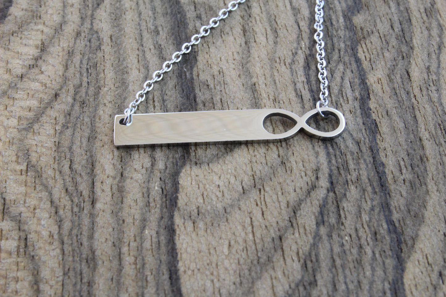 Infinity Silver Bar Necklace - DreamWood Rings Supplies