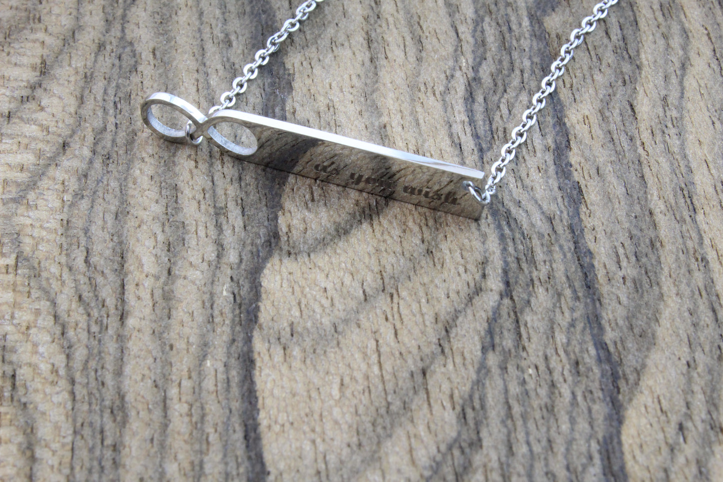 Infinity Silver Bar Necklace - DreamWood Rings Supplies