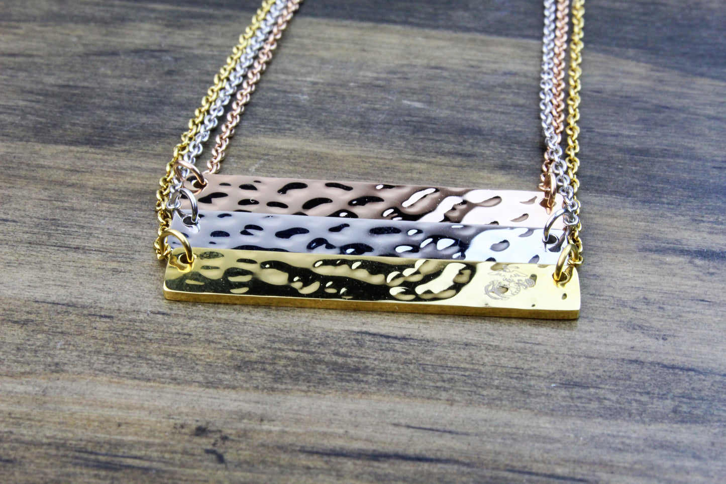 Hammered Bar Necklace - DreamWood Rings Supplies